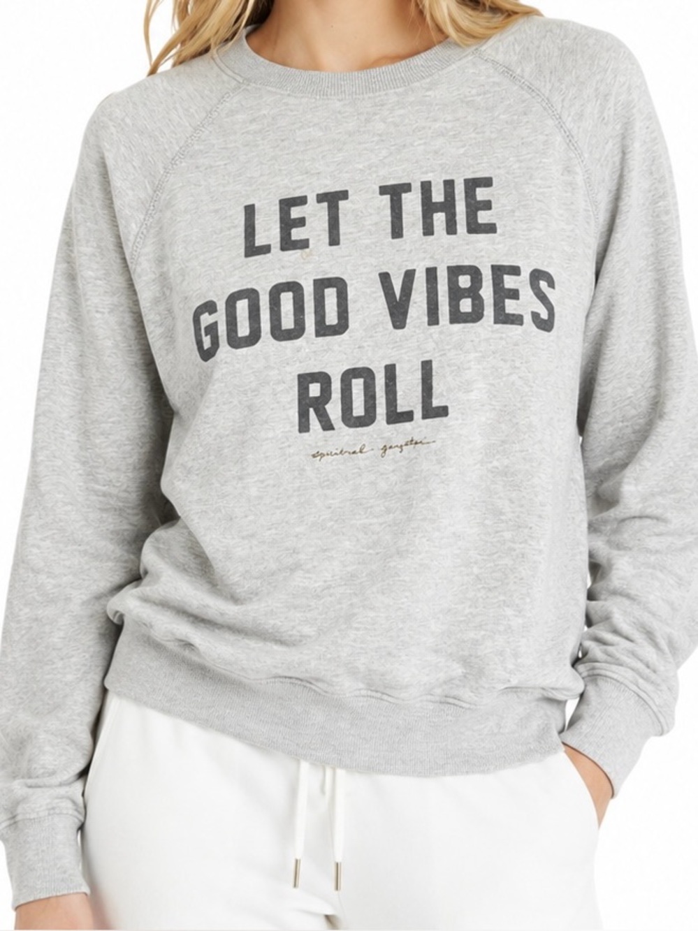 Spiritual Gangster Let The Good Vibes Roll Graphic Sweatshirt Gray Medium